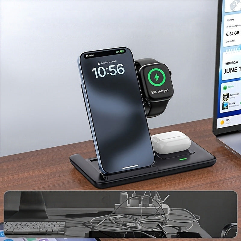 3-in-1 charging dock on desk