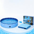 Foldable dog pool and its compact folded size