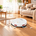Robot vacuum cleaning pet hair and crumbs