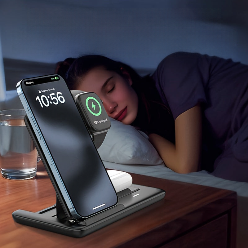 3-in-1 charging dock on bedside table