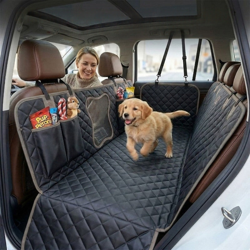 Puppy on the dog car seat cover