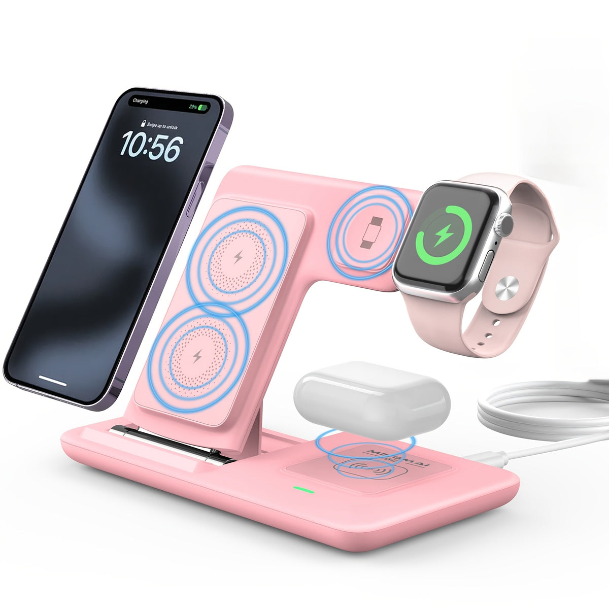 Wireless charging dock in pink