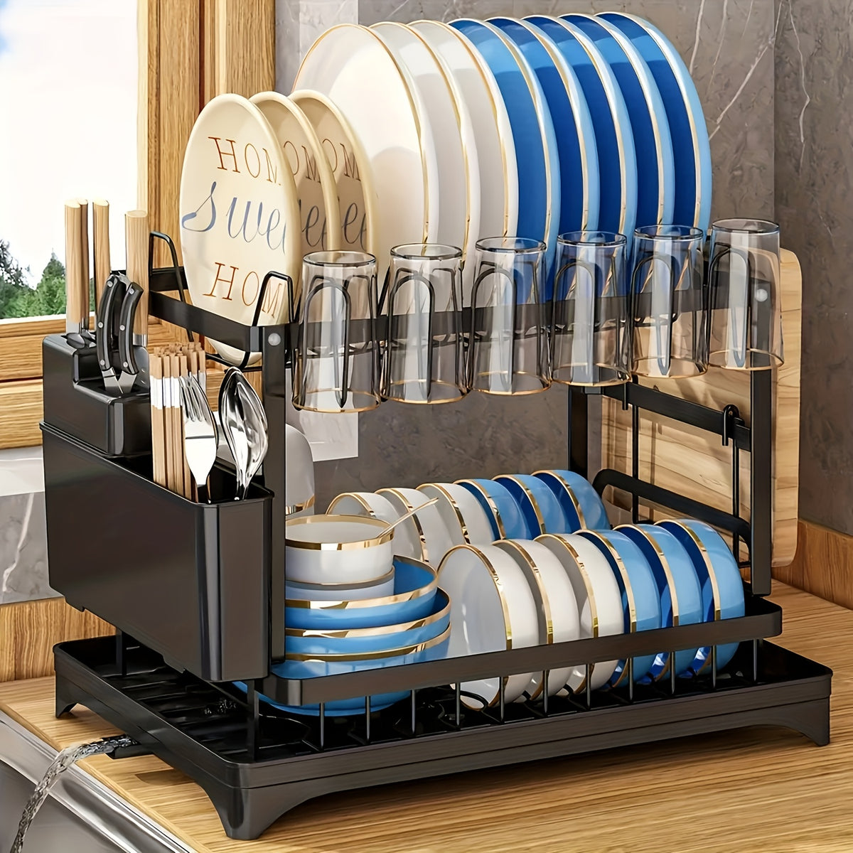 2-tier dish rack in the kitchen