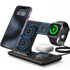 Foldable 3-in-1 wireless charging dock in black