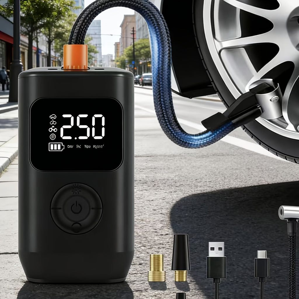 Portable wireless tyre inflator with digital display