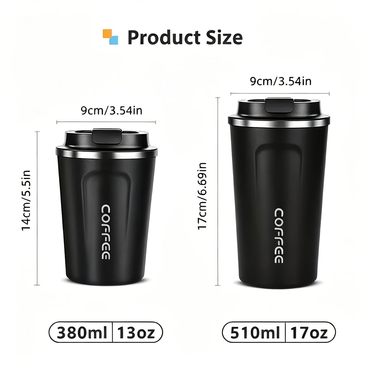 Insulated coffee travel mug details